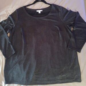 Westport 1962 womens 1X snazzy black top metallic shine